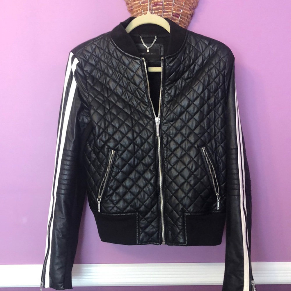 Leather bomber jacket